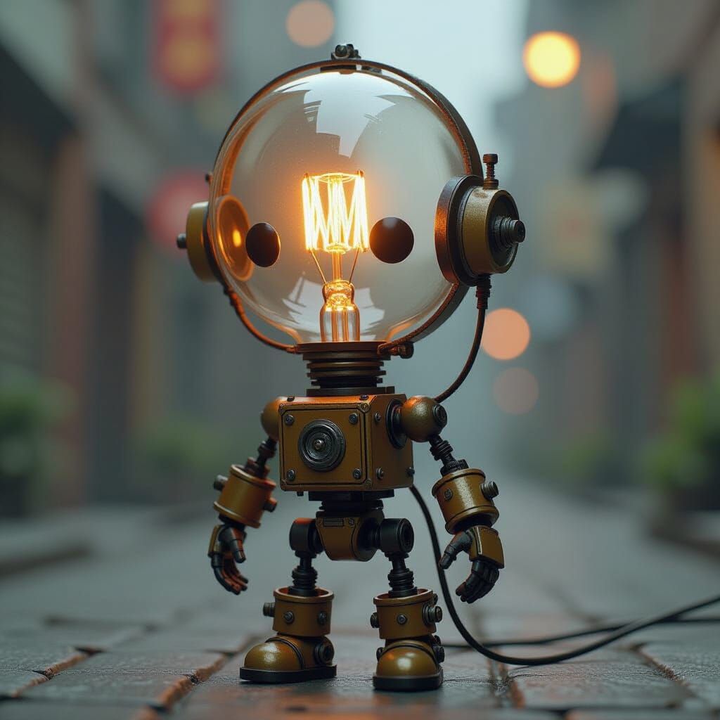 Wirework Chibi Figurine with Lightbulb Head