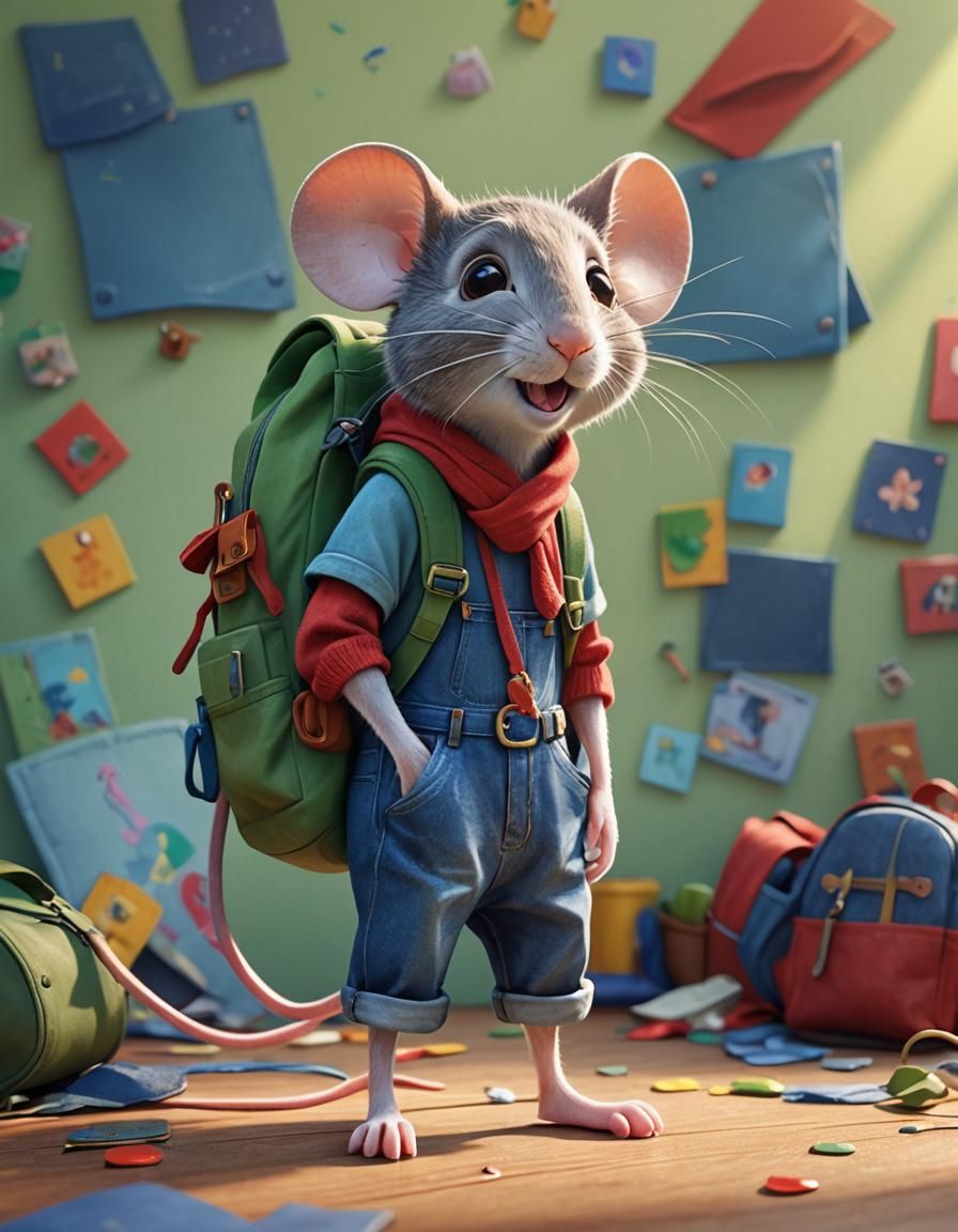 Mouse Adventurer in Whimsical 3D Digital Art