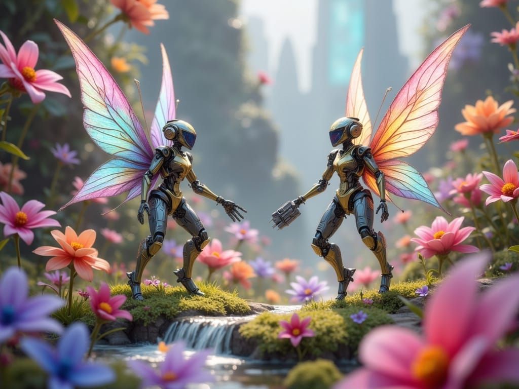 Cybernetic Mecha Fairies Protect Floral Kingdom