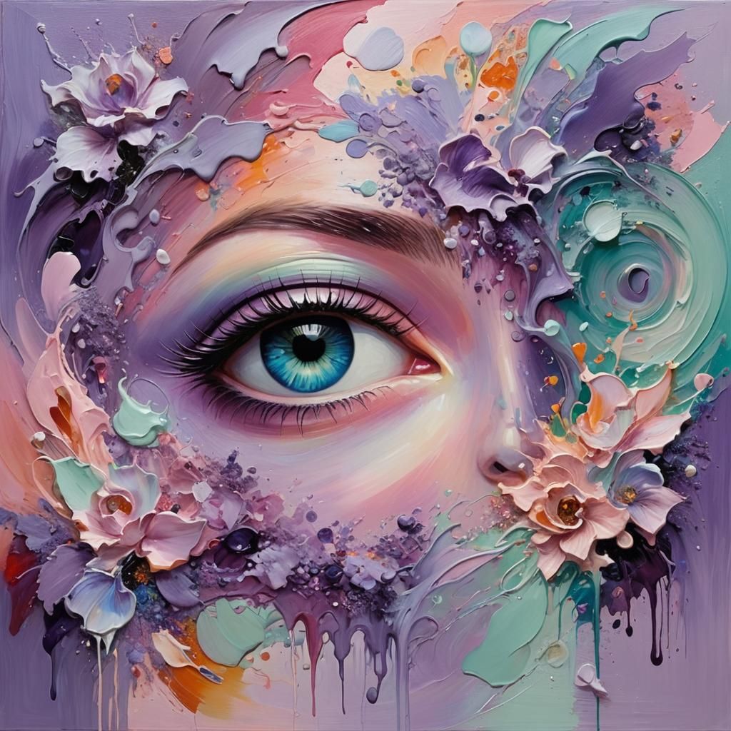 Dreamer's Eye: Surreal Oil Painting in Pastel Colors