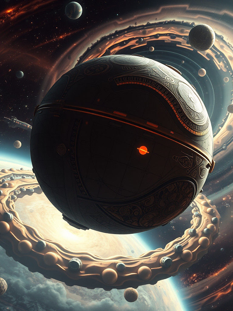 Ornate Spaceship Soars Through Cosmic Nebulae