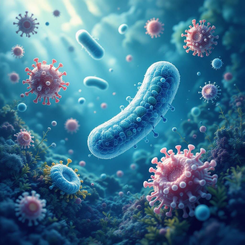 Prokaryotes: Vibrant Scientific Illustration of Simple Cells