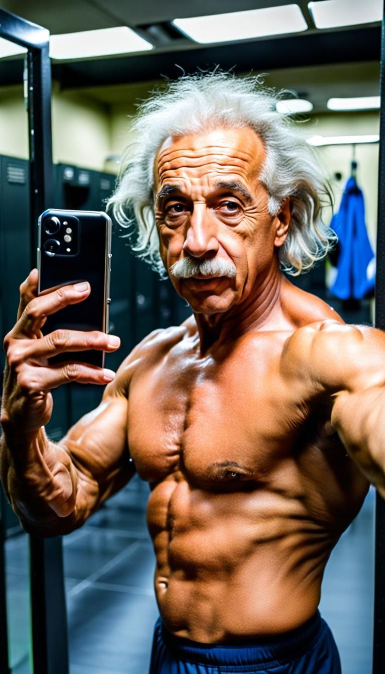 Albert Einstein at the gym