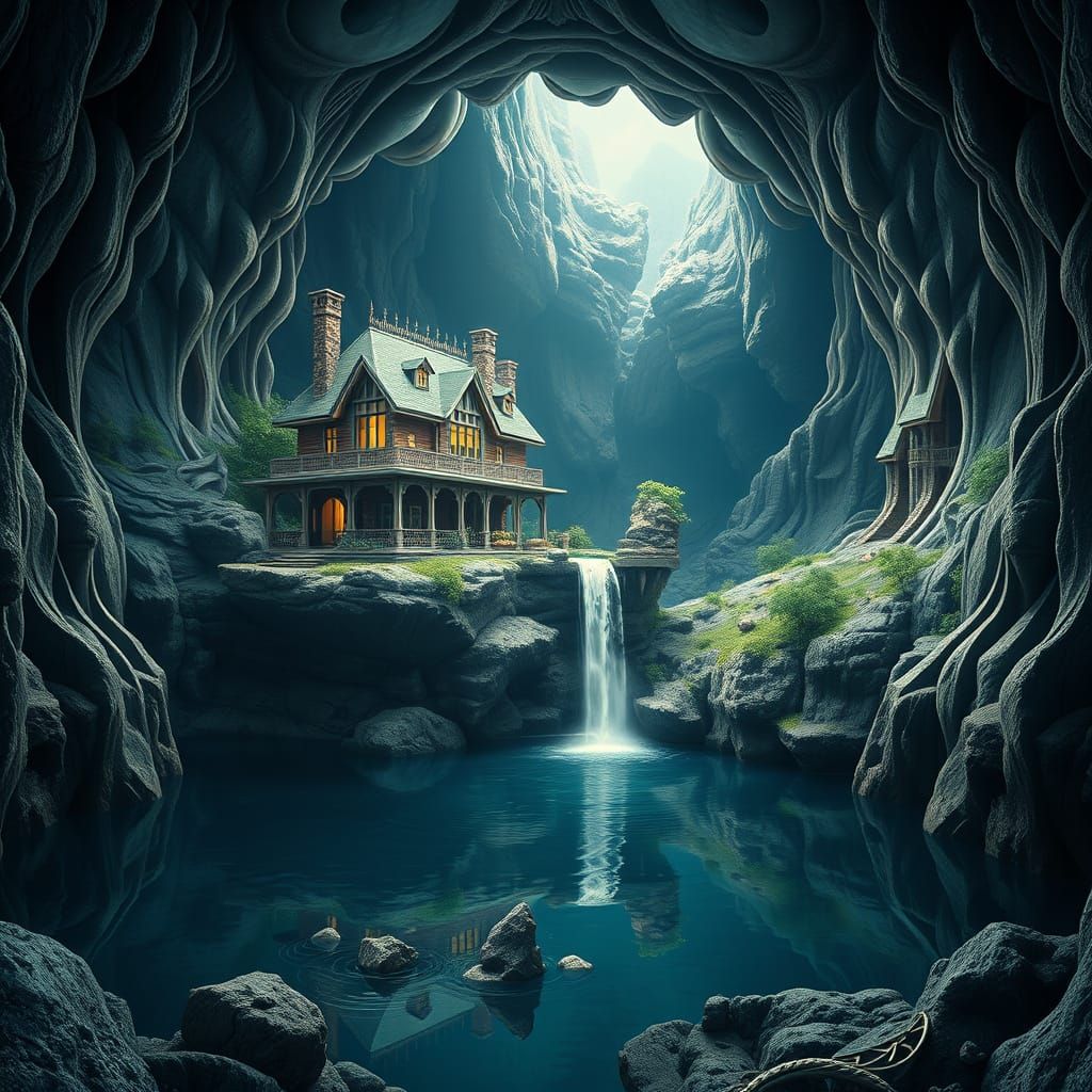 Surreal, Impossibly Designed House on Cliff's Edge, Overlook...