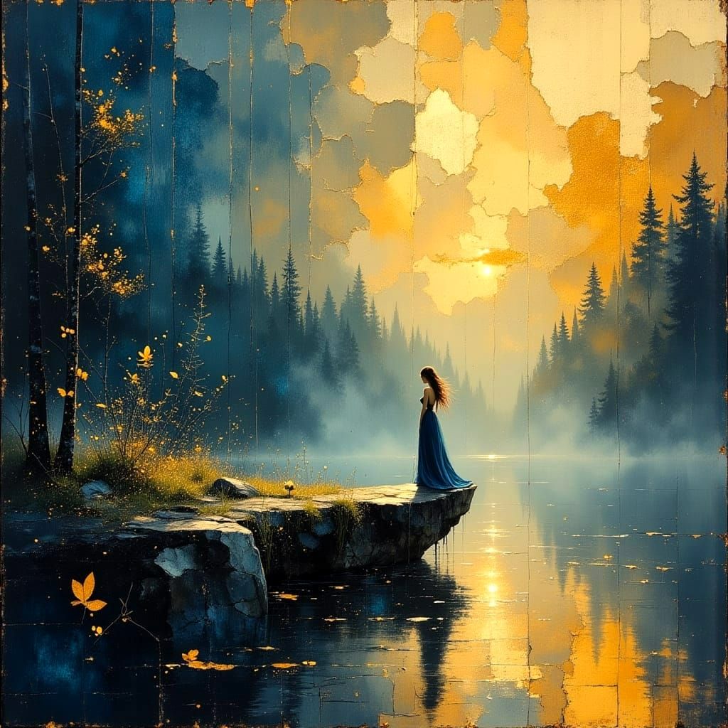 Enchanting Lake Landscape with Crepuscular Rays