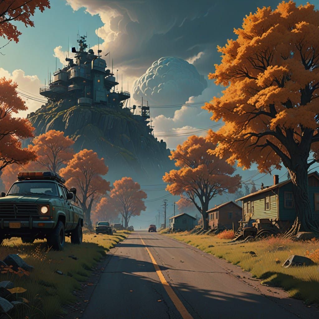 Epic Fantasy Landscape under Autumn's Warm Golden Light