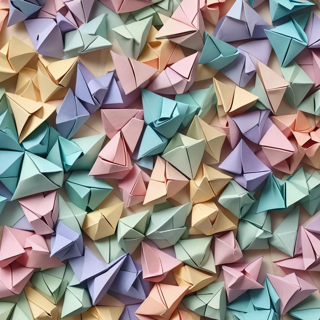 Delicate Origami Paper Art in Soft Pastel Colors
