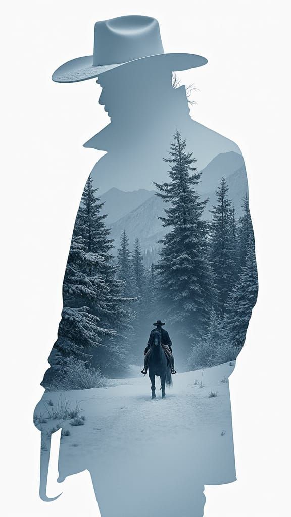 Arthur Morgan Double Exposure in Winter Landscape