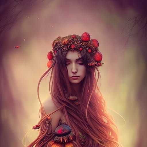 Psychedelic Goddess Portrait in Digital Illustration Style