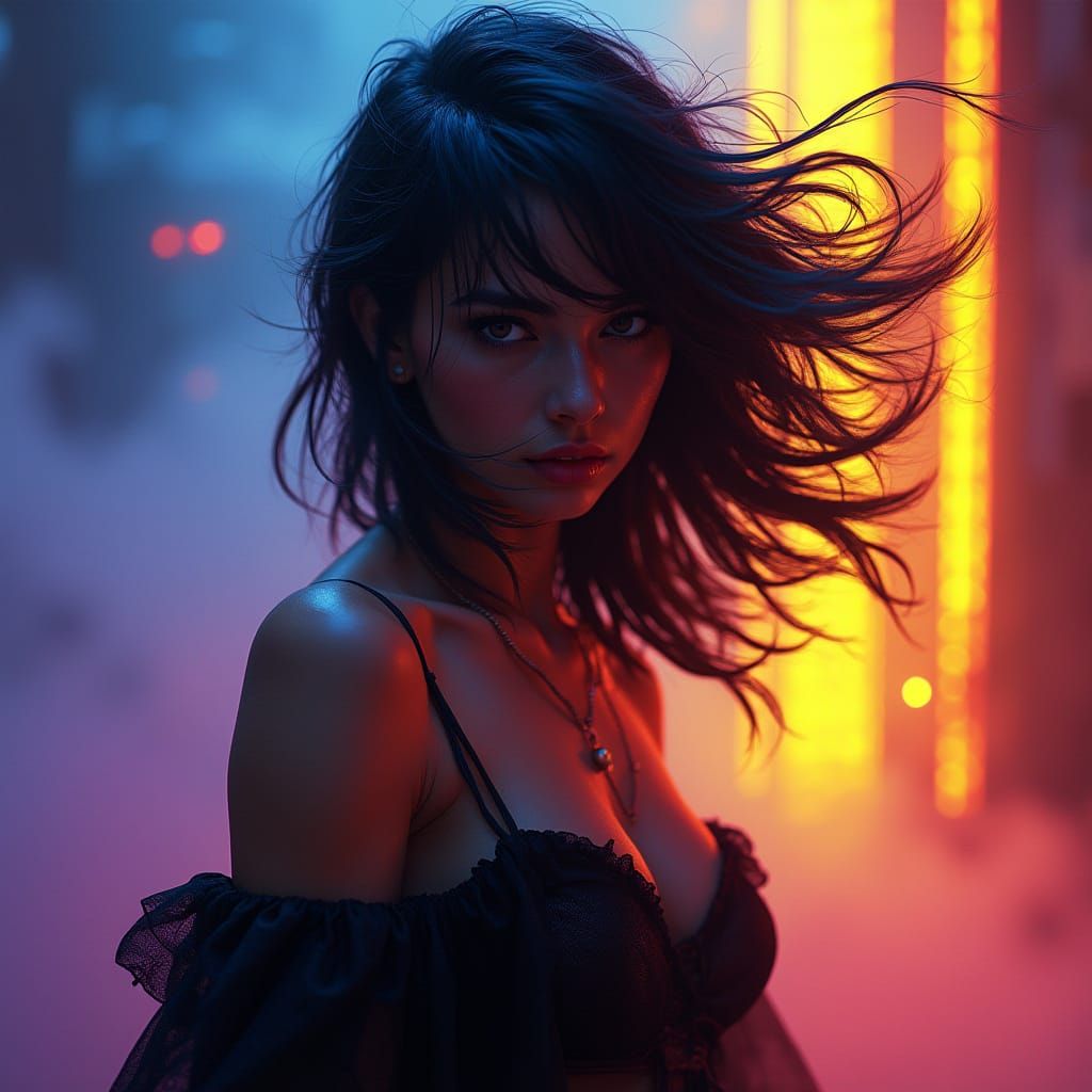 Brunette in Mist: A Dark Fantasy Portrait