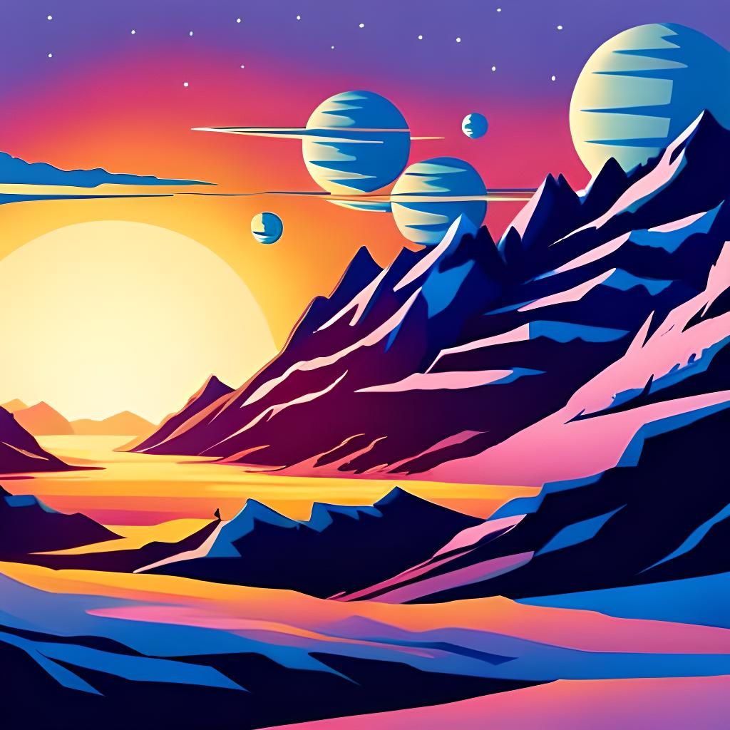 Galactic Exploration in Cassette Futurism Style