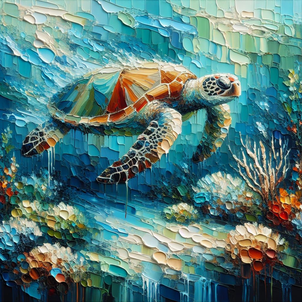 Vibrant Sea Turtle in Tropical Depths