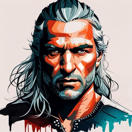 Geralt of Rivia Portrait in Vibrant Detail