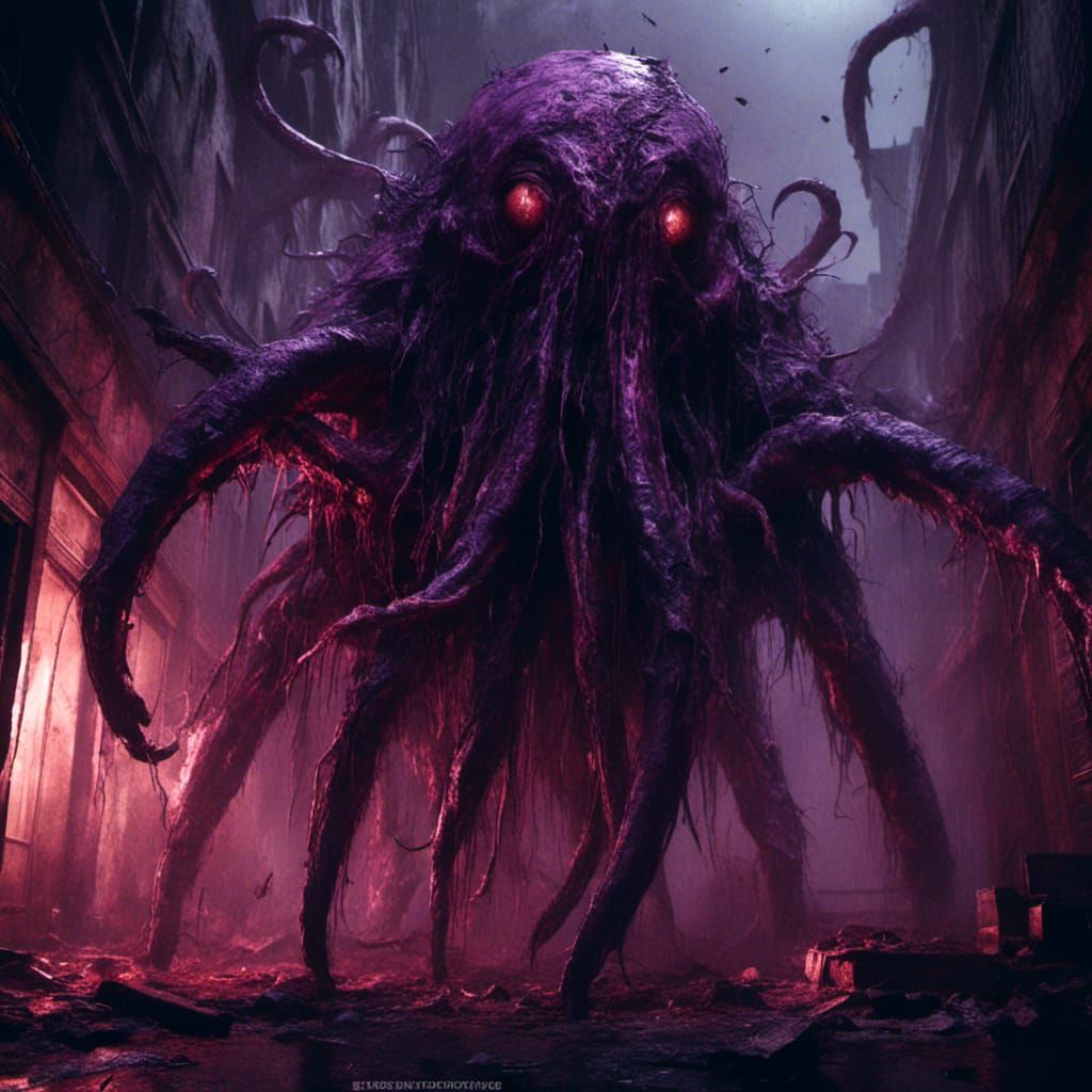 Terrifying Purple Monster in Dark Fantasy Art