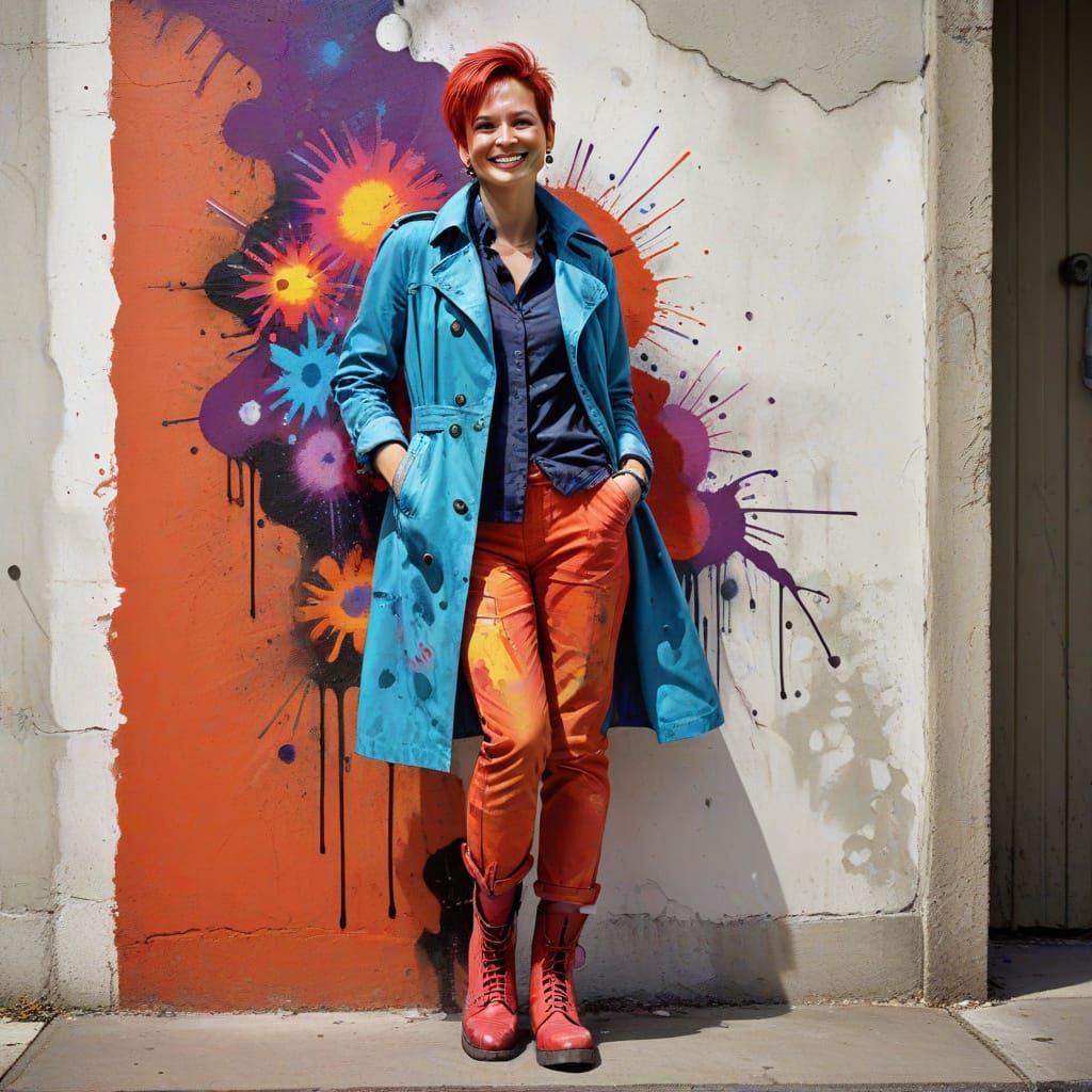 Shabby Chic Woman in Graffiti Street Art Style