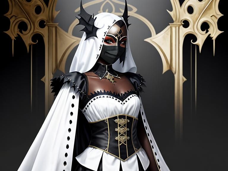 Riveted Gothic Mask on Black Skin Portrait