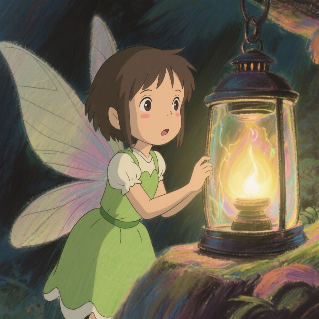 Luminous Fairy in Lantern, Ghibli-Inspired Animation