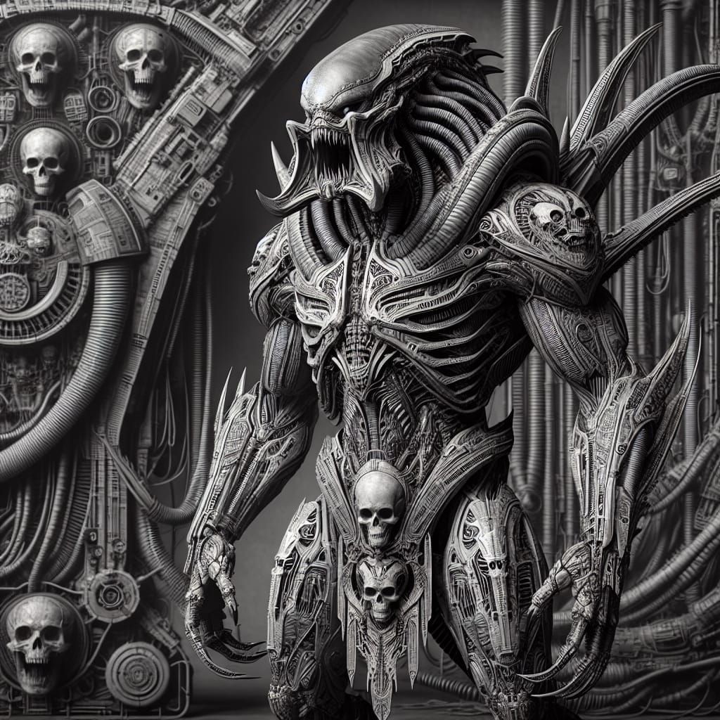 Hulking Reptilian Alien Warrior in Steampunk Setting