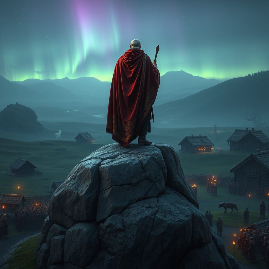 Regal Law Speaker in Norse-Inspired Attire