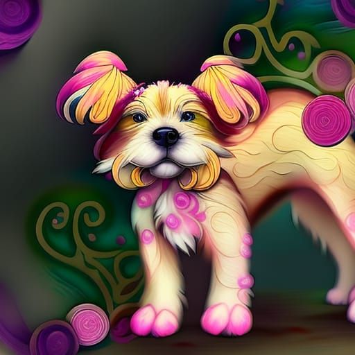 Sakura Blossom Puppy: 3D Digital Art