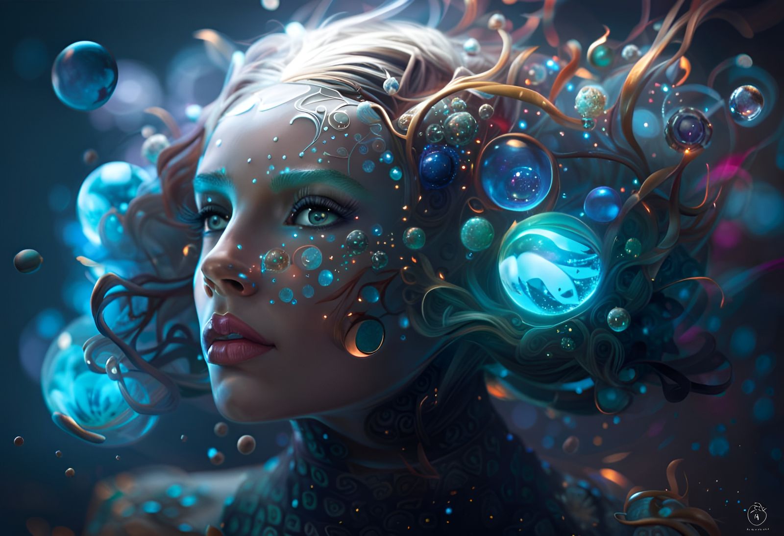 Glass Fairy Goddess in Fractal Mushroom World