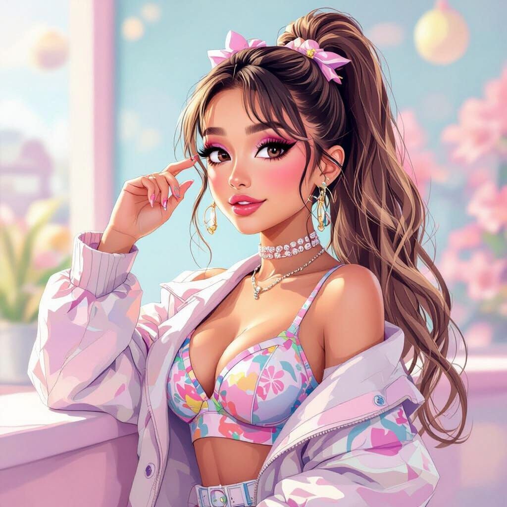Ariana Grande in Vibrant Anime Style