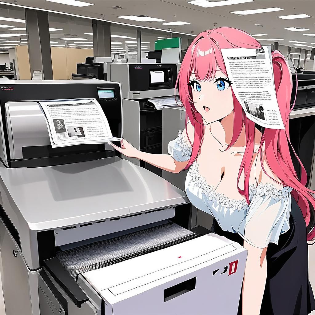 Elf in Office Photocopying Documents