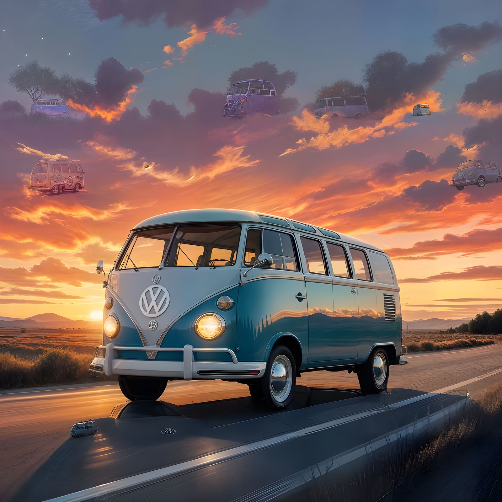 Airbrushed VW Van at the Horizon