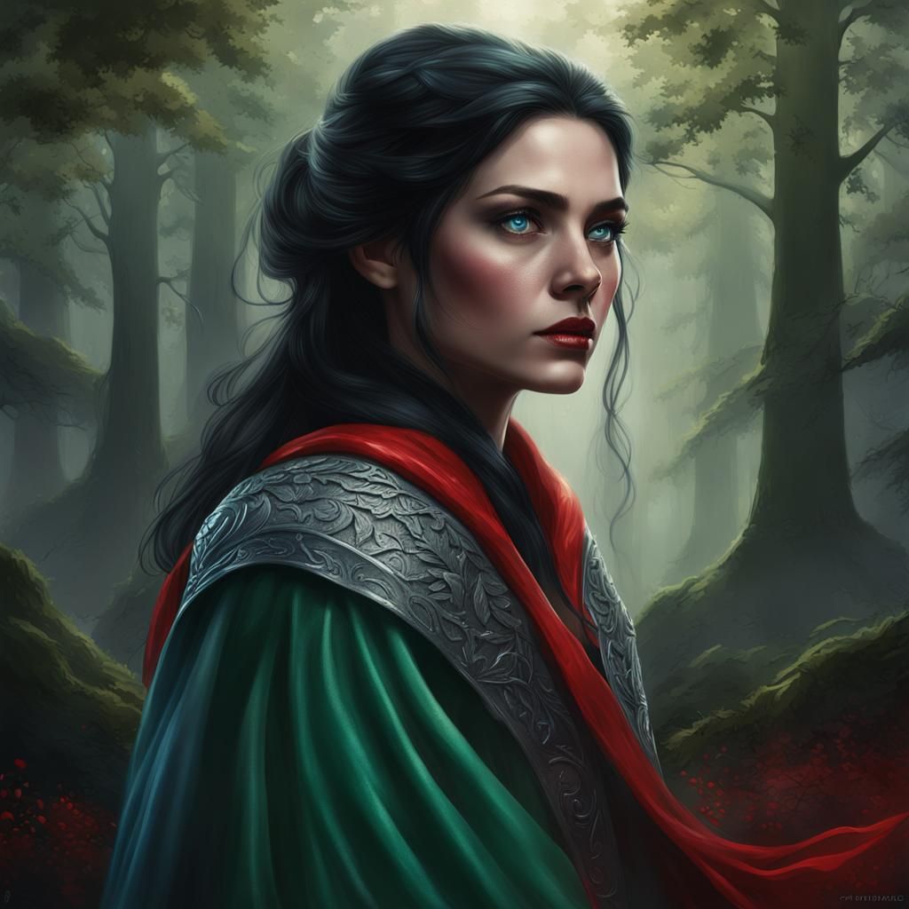 Fantasy Princess Portrait in Oak Forest, Digital Art