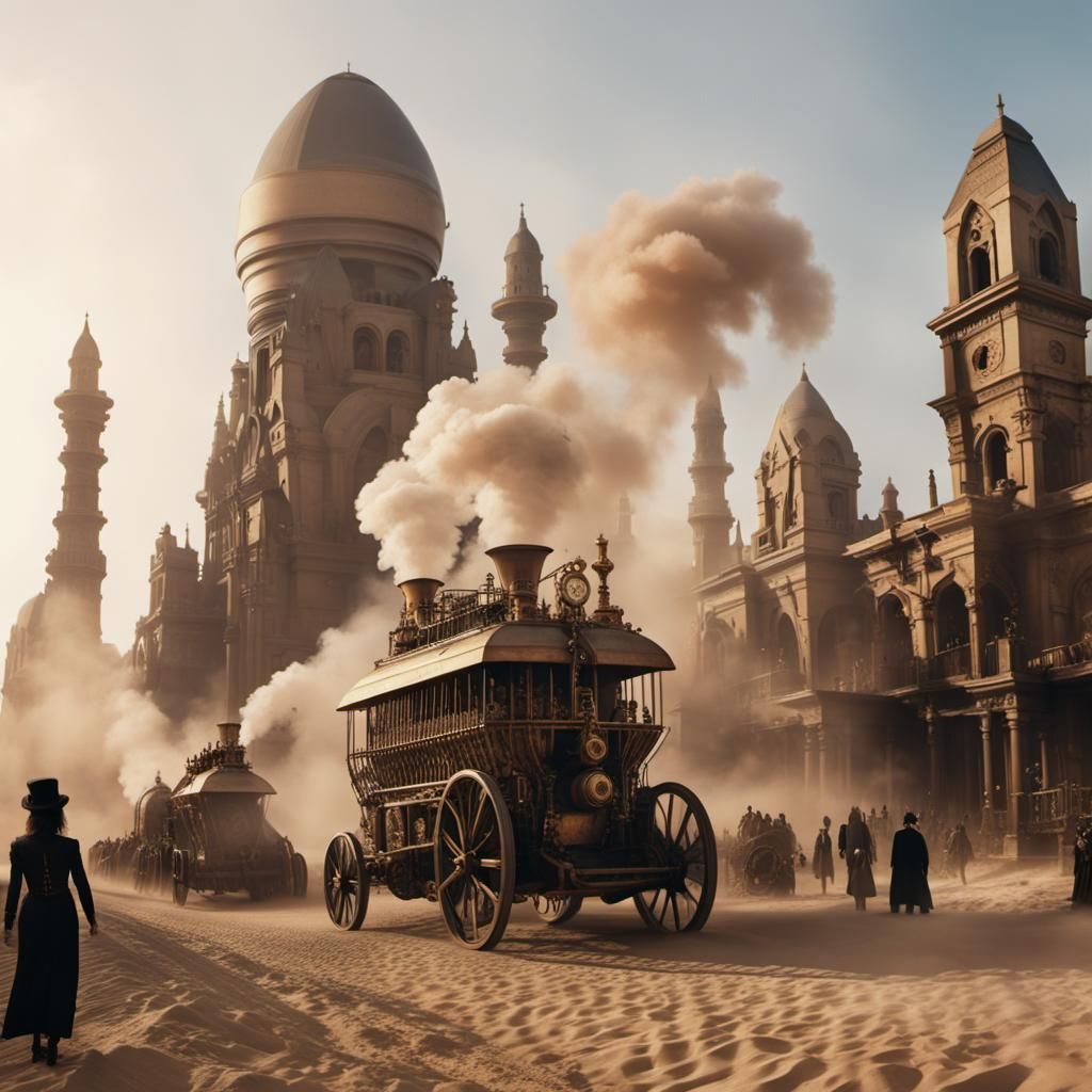 Steampunk Neo-Gothic Egyptian Necropolis Panorama