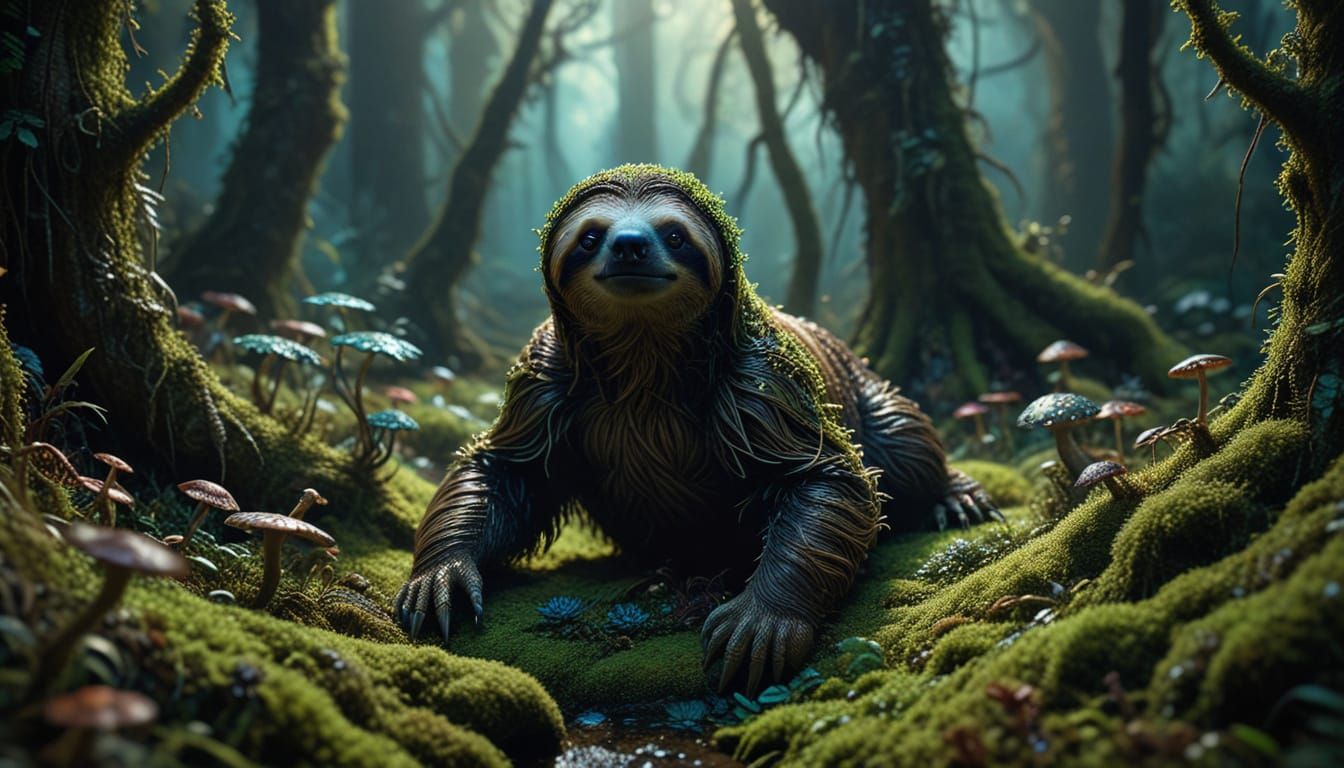 Ancient Sloth Sorcerer Conjures Shadow Vortex in Diorama