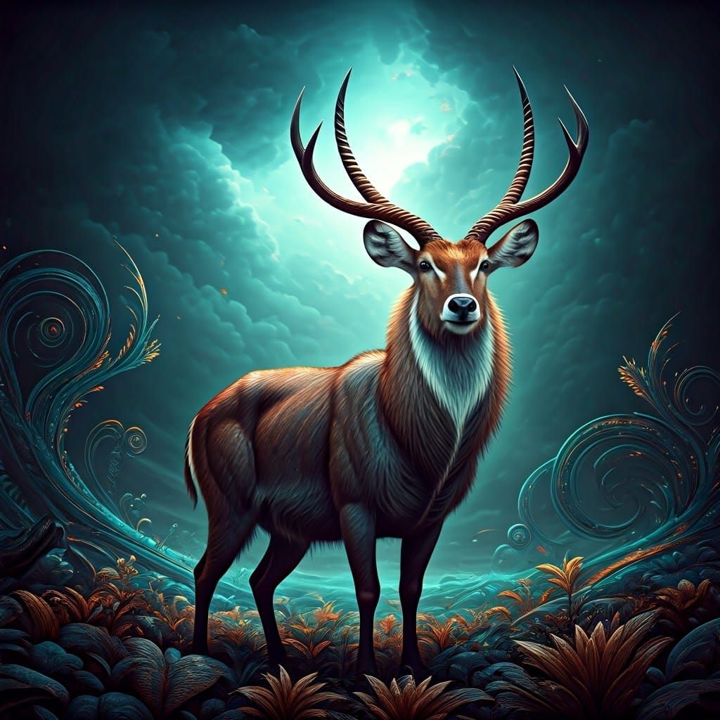 Water Buck in Mystical Dreamscape: Photorealistic 8K