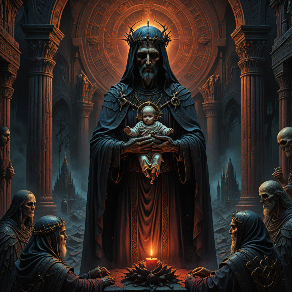 Gothic Trio Enveloped in Mystical Shadows