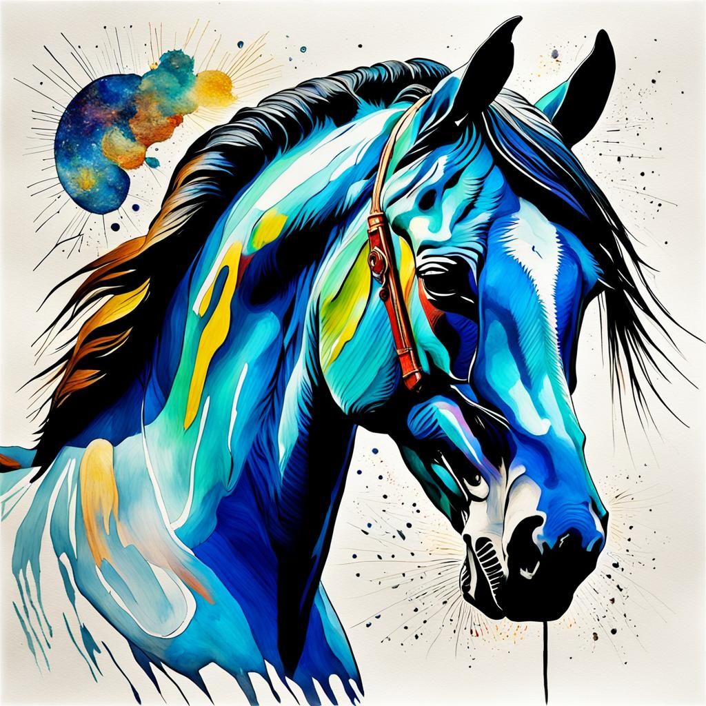 Lakota Heyoka Horse in Van Gogh Style