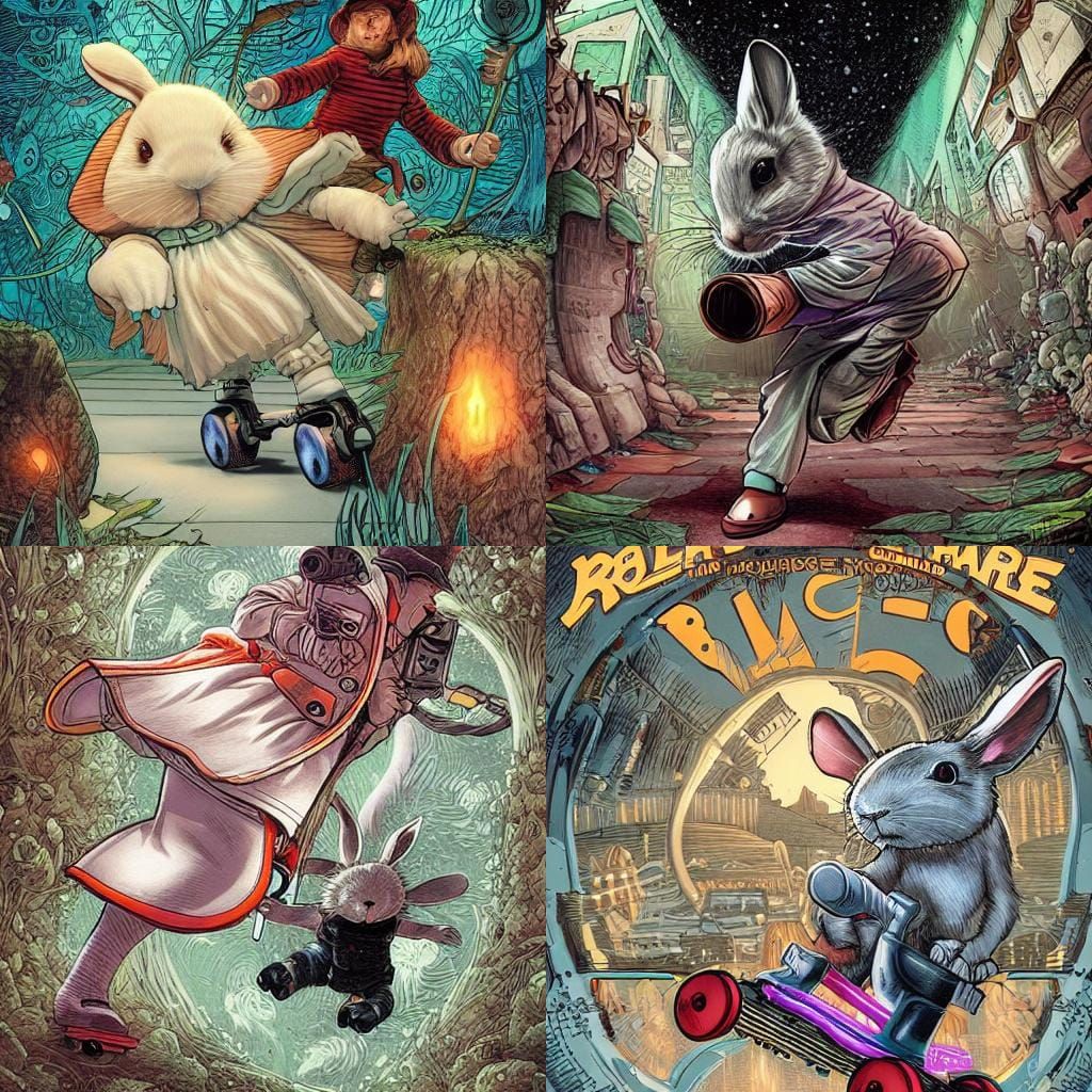 White Rabbit on Roller Skates: Comic Book Art