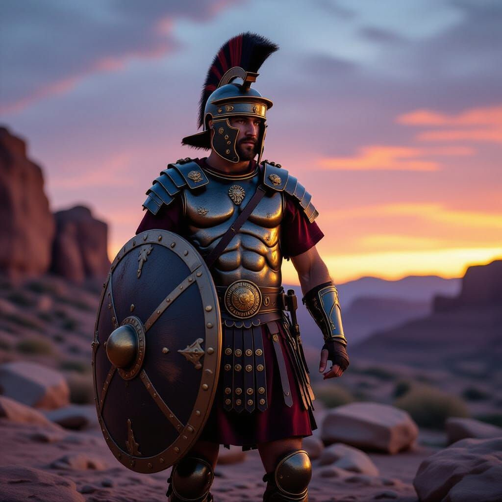 Roman Legionnaire in Blackened Steel Armor