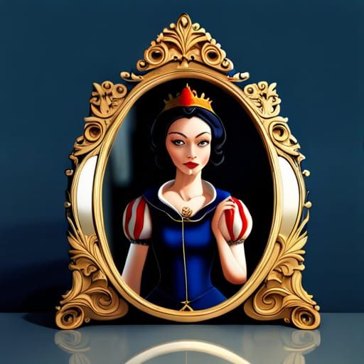 Snow White Mirror Reflection: Hyperreal Fantasy