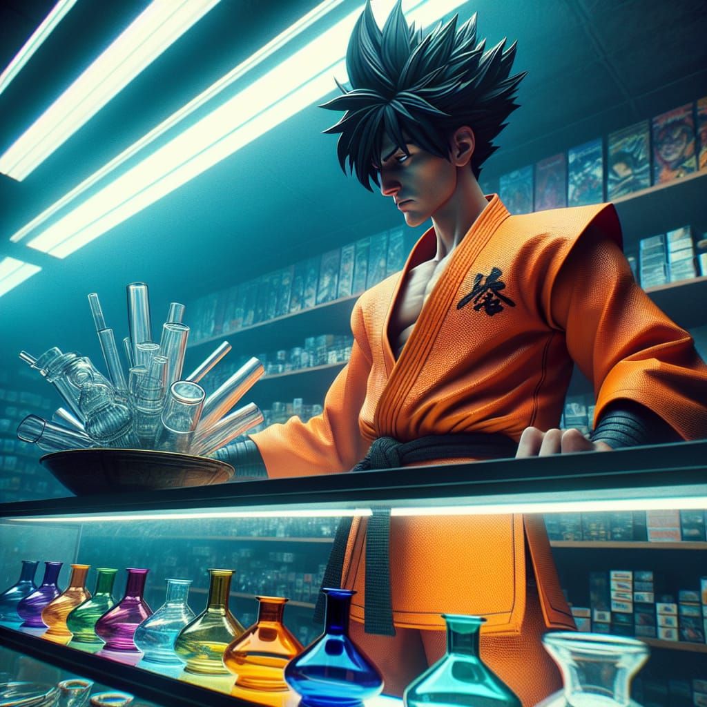 Hyperrealistic Martial Artist Purchases Glassware in Smoke S...