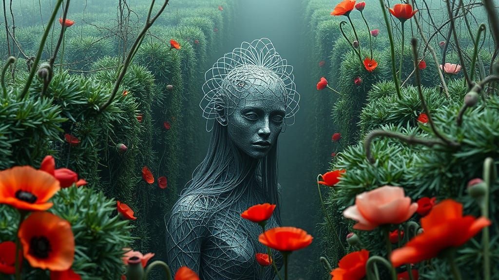 Gothic Horror Maze with Screaming Statues