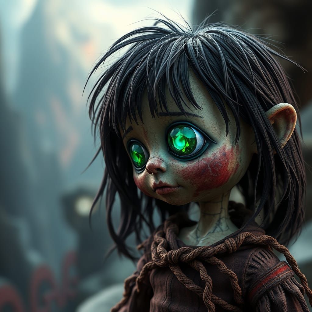 Ethereal Doll in Mystical Landscape, in the Style of Fantasy...