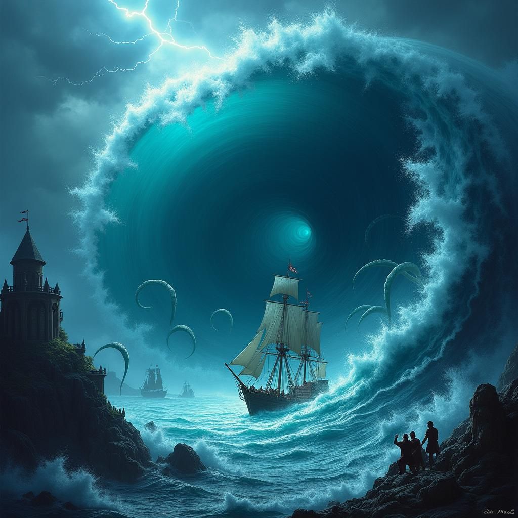 Colossal Charybdis Whirlpool Consumes Ships in Apocalyptic S...
