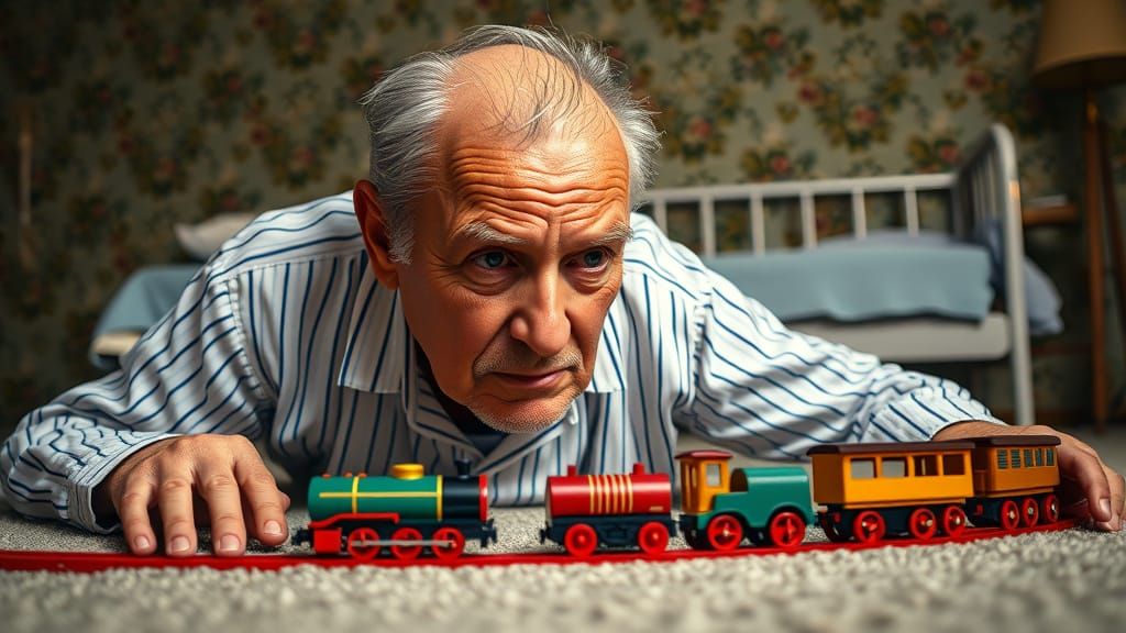 Elderly Gentleman Contemplates Childhood Memories in Intimat...