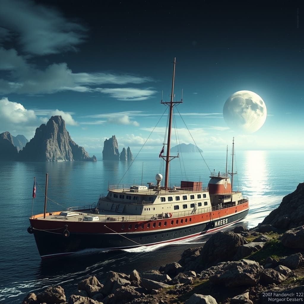 Mars Mission Landscape with Oceanscape in the Background, Ph...