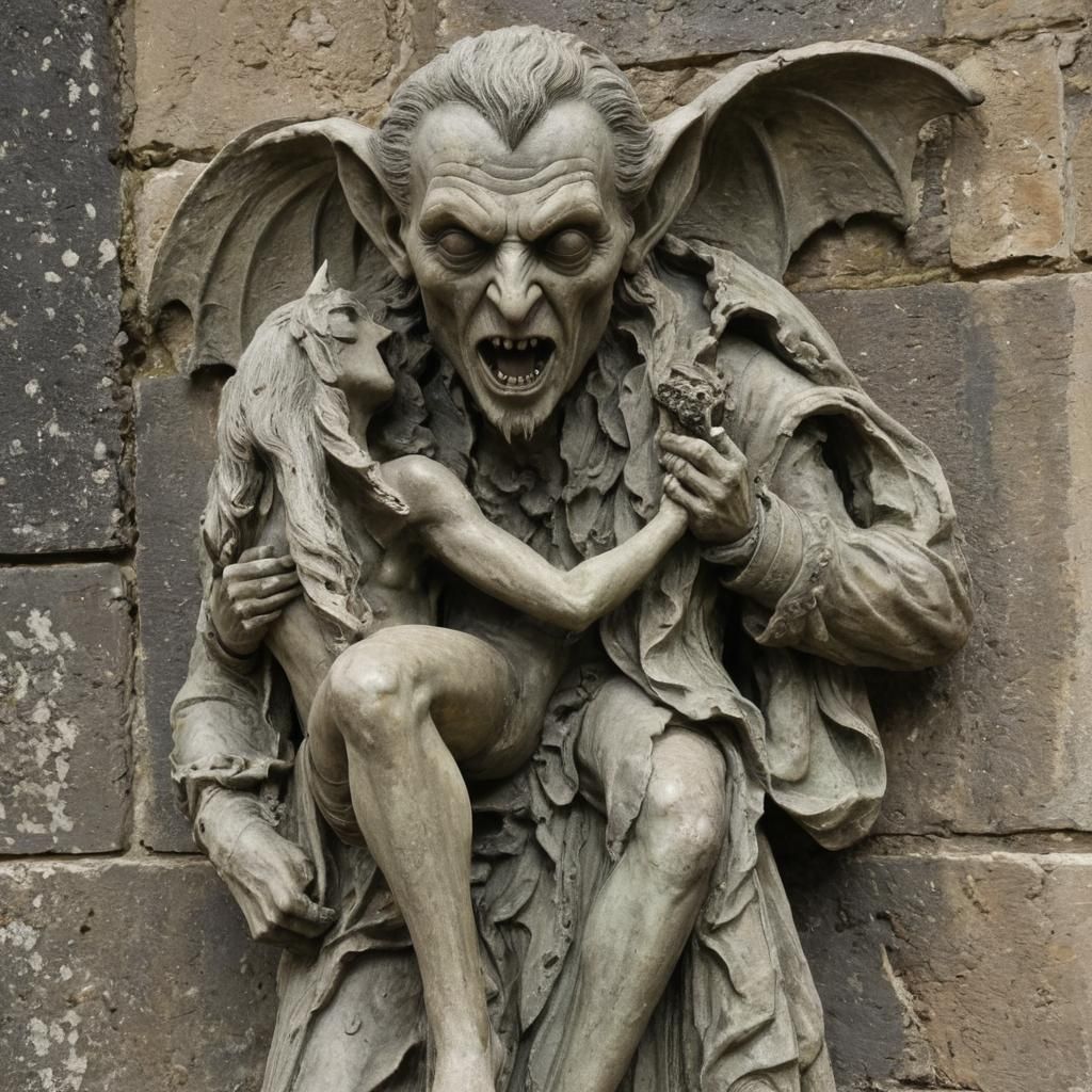 Vampire Devil Sculpture with Lyra Viol