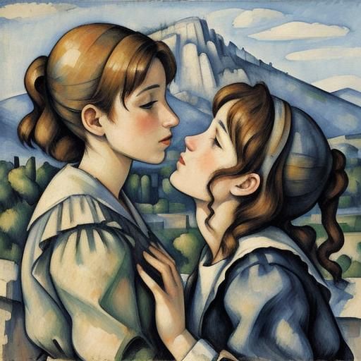The Kiss: Two Women in Cézanne Style