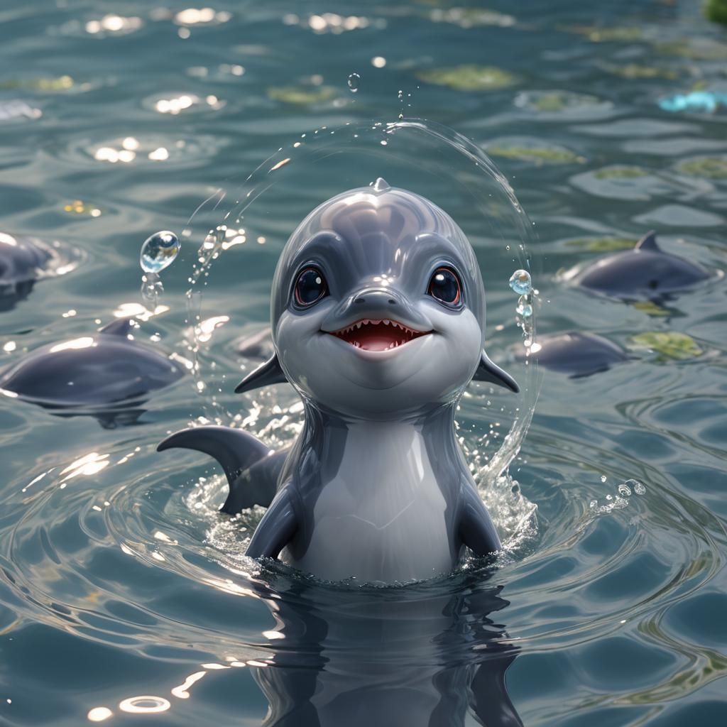 Adorable Dolphin 3D Anime Art