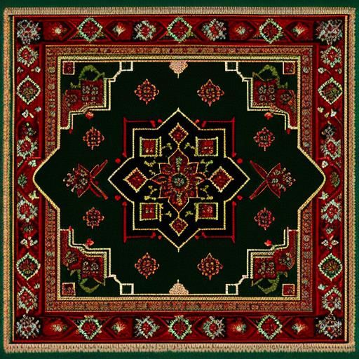 Ornate Red Carpet in Old Turkic Style