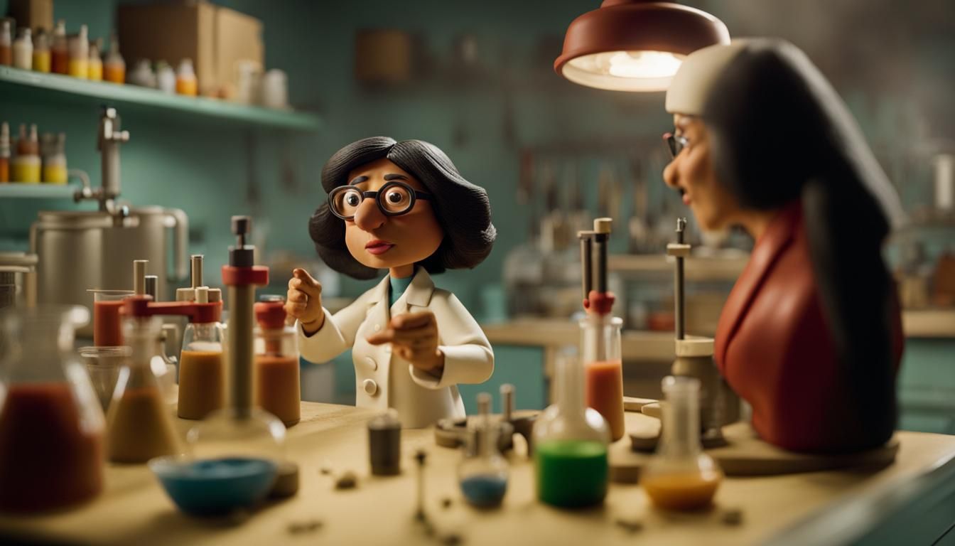 Eccentric Scientist in Claymation Laboratory