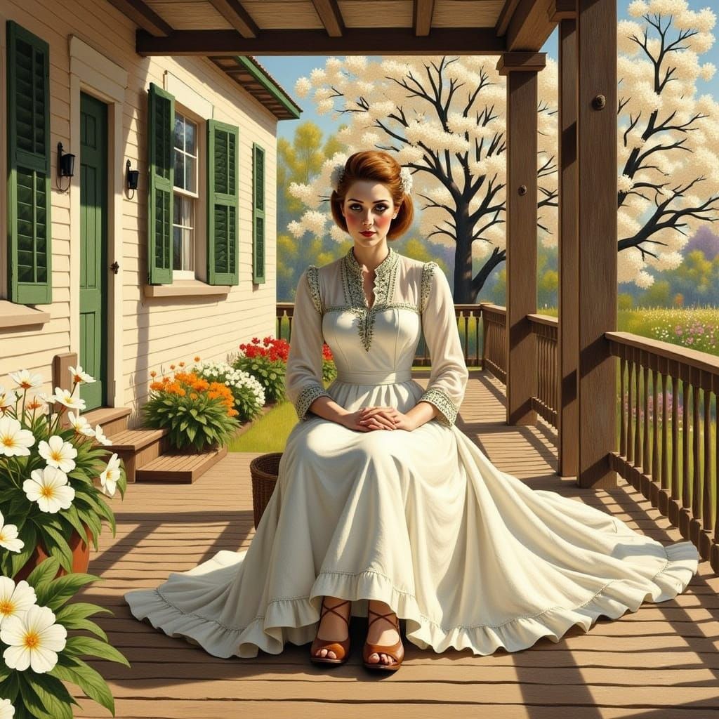 Rural Kentucky Woman in Springtime Serenity