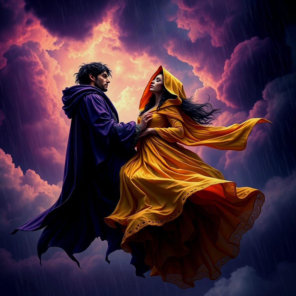 Ethereal Lovers Adrift in a Turbulent Skiescape